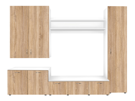 Wall unit Sergio New (plus) MAXI-FURNITURE White smooth/Oak sonoma (5102101)