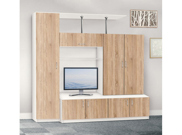 Product photo Wall unit Alice (plus) MAXI-FURNITURE White smooth/Oak sonoma (5102099)