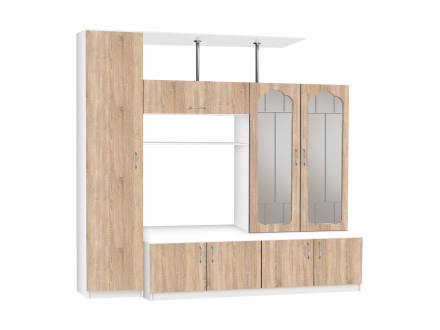 Wall Alice (two facades with glass) (plus) MAXI-FURNITURE White smooth/Oak sonoma (5102103)