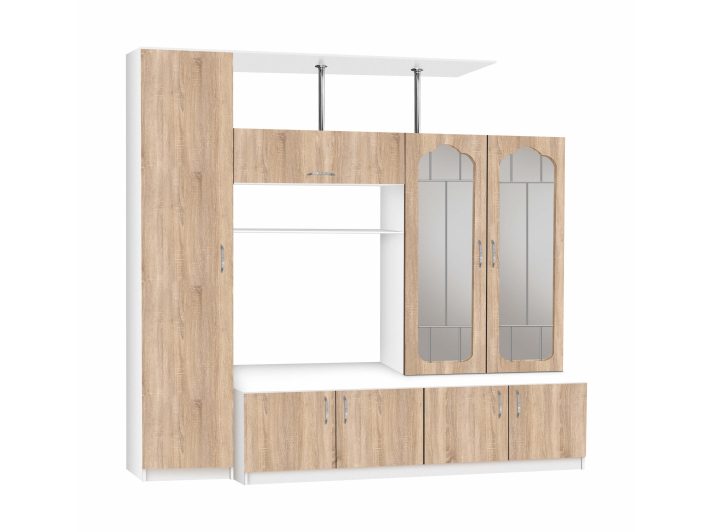 Product photo Wall Alice (two facades with glass) MAXI-FURNITURE White smooth/Oak sonoma (5102102)