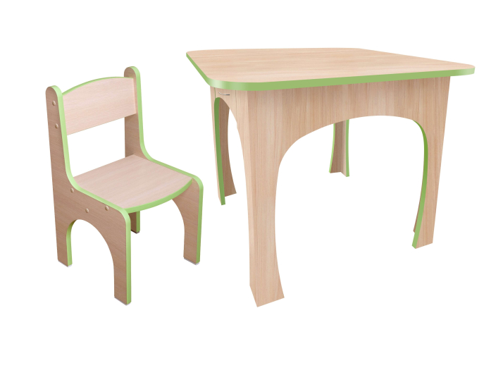 Product photo Set (table + chair) for children Multi MAXI-FURNITURE Oak milky (green edge) (5102152)