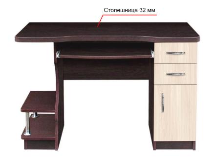 Стіл комп'ютерний Бостон New без надставки (плюс) МАКСІ-МЕБЛІ Венге Магія / Дуб молочний (5102553)
