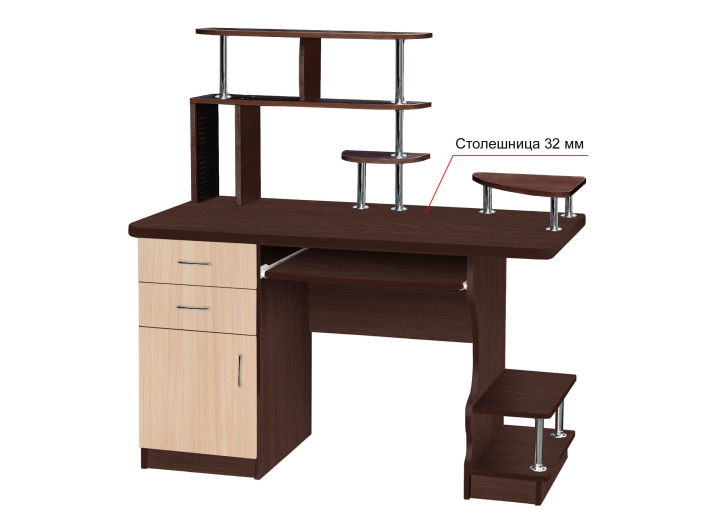 Product photo Computer table Phases MAXI-FURNITURE Wenge Magic/Oak Milk (5102556)