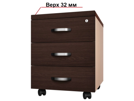 Тумба мобильная (3 ящика+замочек) (плюс) Буран XR МАКСИ-МЕбель Венге магия/Дуб молочний (5102926)