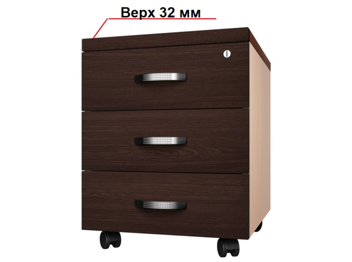 Product photo Mobile cabinet Buran (3 drawers, central locking) (plus) MAXI-FURNITURE Apple-tree locarna/Oak milk (11105)