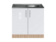 Sink cabinet (two doors) with a thickened overhead sink with painted MDF facades, width 800 MAXI-FURNITURE Sonoma Oak/White smooth (5103475)
