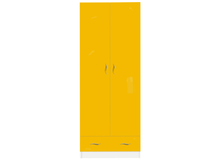 Wardrobe with drawer from the nursery Basya with painted MDF facades MAXI-MEBEL Smooth white/Yellow (5103021)