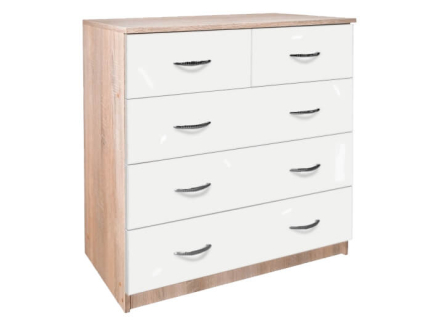 Chest of drawers Bolero 5 drawers (plus) with painted MDF fronts MAXI-MEBLE Sonoma Oak/White (5103156)