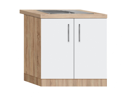 Sink cabinet (double door) with recessed sink (rectangular decor) with 1st category countertop (storage program) width 1000 MAXI-FURNITURE Sonoma Oak/White Smooth (5103417)